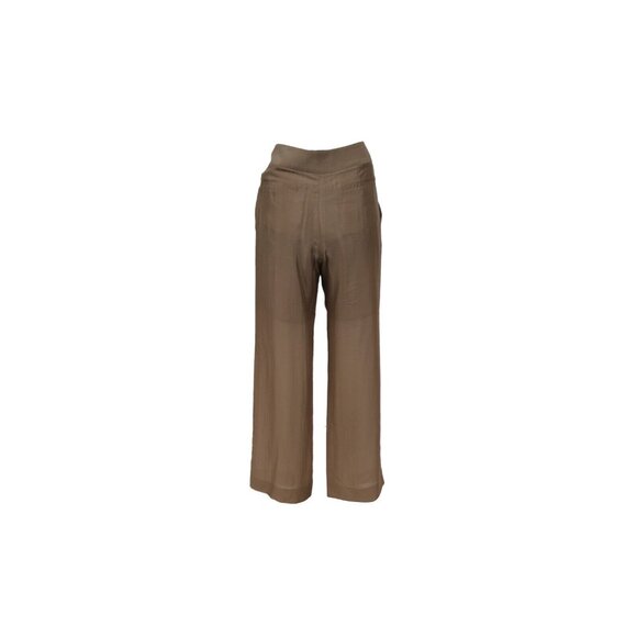 Brunello Cucinelli Womens Wide Zipped Pants US 8 IT 44 Brown Silk Flowy Trousers - Picture 8 of 14